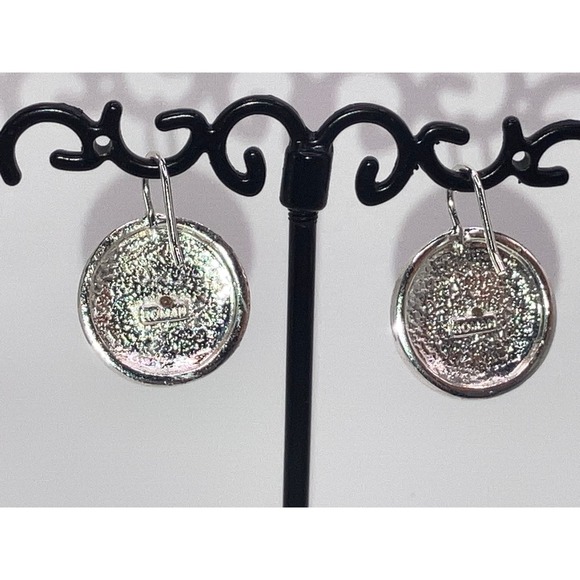 Roman Lavender Mother of Pearl Celtic Snake Silver-Tone Design Earrings Vintage! - Picture 6 of 9